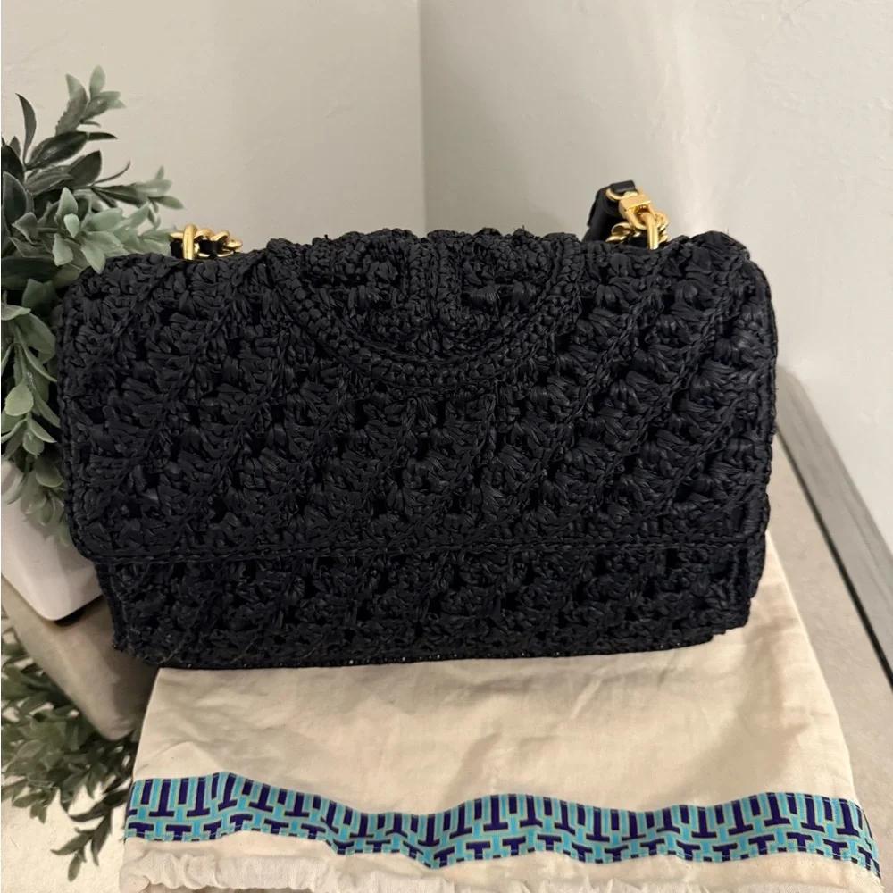 Tory Burch Fleming Raffia  Convertible Shoulder